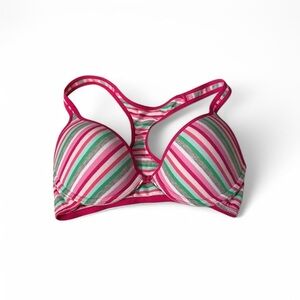 SO Striped Racerback Bra - Pink, Green, White